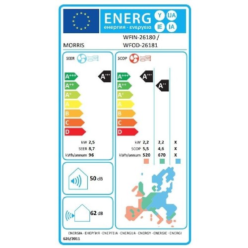 ΚΛΙΜΑΤΙΣΤΙΚΟ MORRIS TERRA WFIN-26180 / WFOD-26181 INVERTER 9000BTU